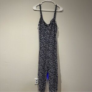 Cotton On Blue and White Floral Spaghetti Strap Ruffle Jumpsuit Size Medium‎